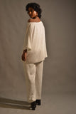 Gulabo - IVORY POLKA SET - Blended Matte Satin - Ivory/Black - 2 Piece