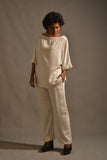 Gulabo - IVORY POLKA SET - Blended Matte Satin - Ivory/Black - 2 Piece