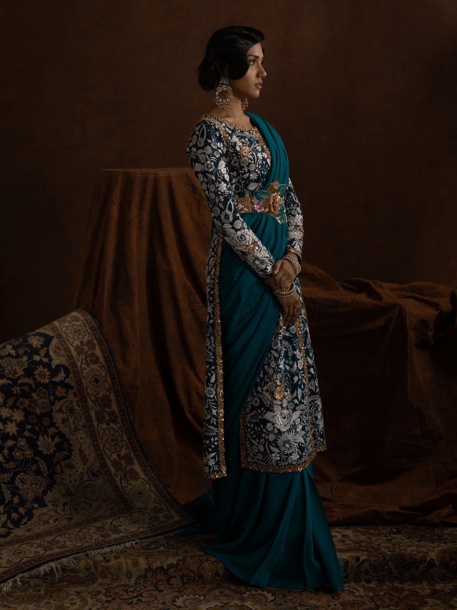Sanam Chaudhri Lilya Saree Green 1 Piece