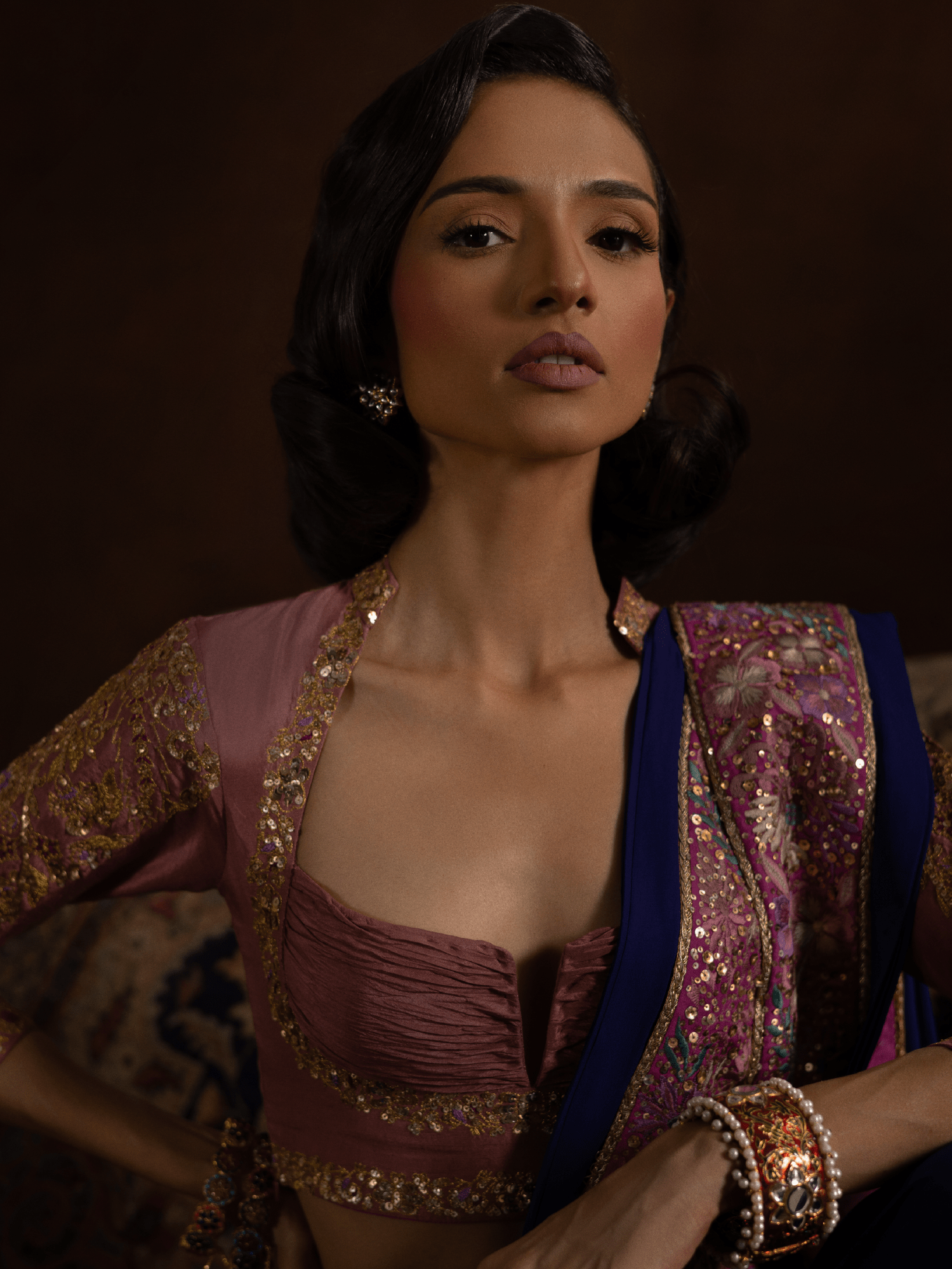 Sanam Chaudhri Laleh Saree Purple 1 Piece