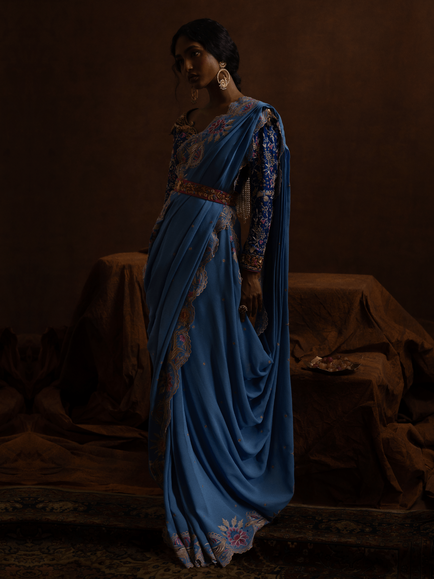 Sanam Chaudhri Parinaaz Saree Blue 1 Piece