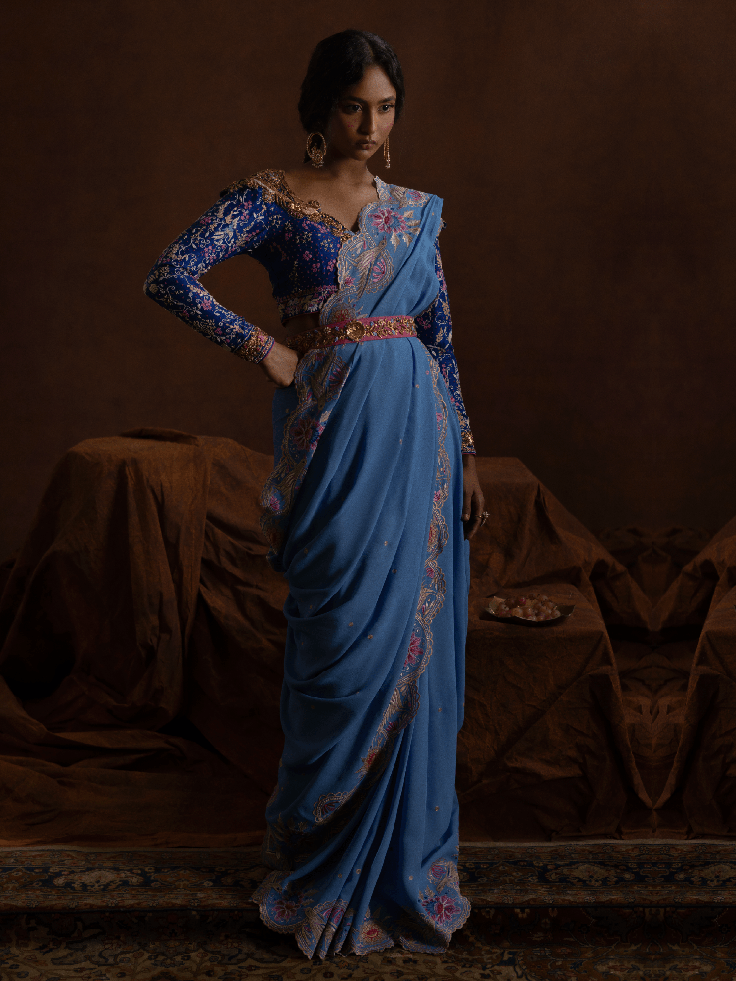 Sanam Chaudhri Parinaaz Saree Blue 1 Piece