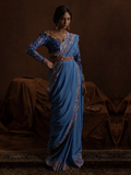 Sanam Chaudhri Parinaaz Saree Blue 1 Piece