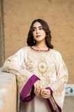 Laleen - Desert Bloom Shamooz Silk Suit For Women - Beige/Purple - 2 Piece