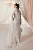 Nilofer Shahid - Pearl White Embroidered Net Shirt and Pure Lace Fabric Pants with Premium Organza Dupatta - Divine Love - 3 Piece - Studio by TCS