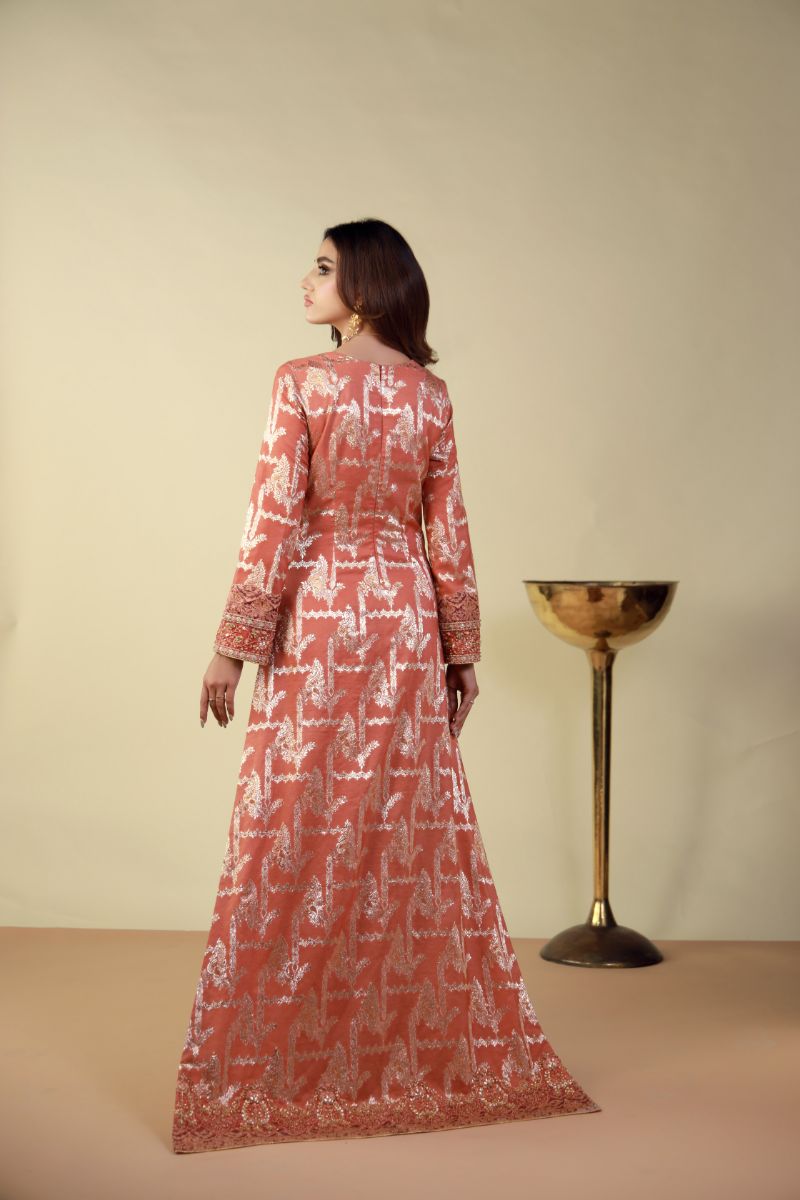 Shamaeel - EE-17 - Coral - Lorex & Khaddi Silk - 3 Piece