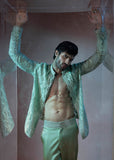 Shahid Chuhan - Elydon Organza, Satin, Silk Suit For Men - Pistachio Green