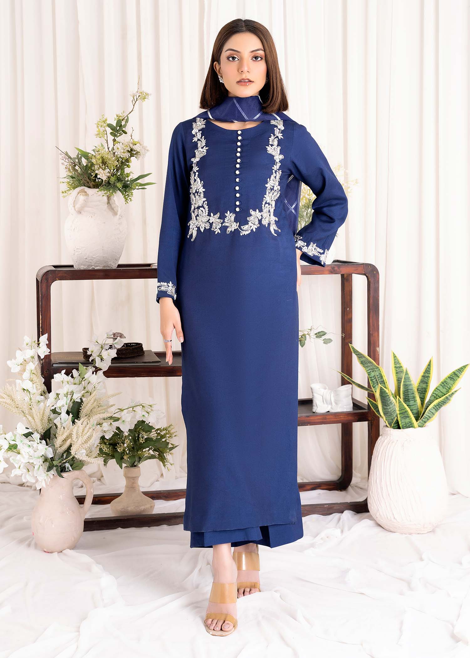 Allure by IH - DREAM - Navy Blue - Raw Silk - 3 Piece