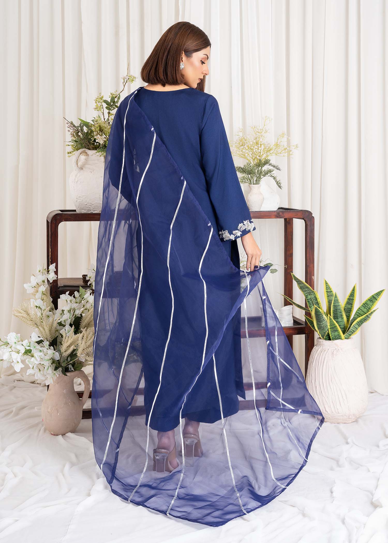 Allure by IH - DREAM - Navy Blue - Raw Silk - 3 Piece