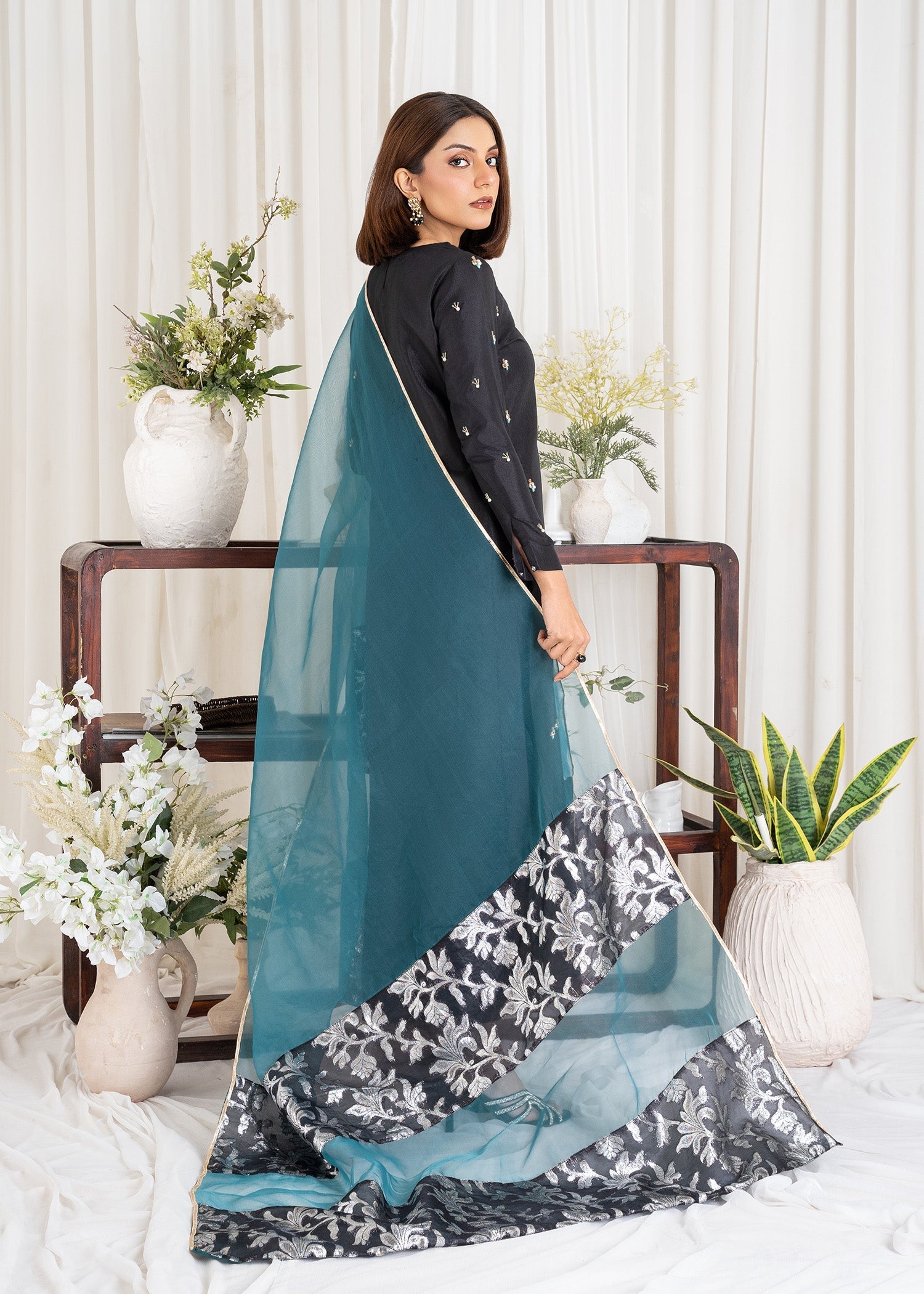 Allure by IH - RITA - Black - Raw Silk & Organza - 3 Piece