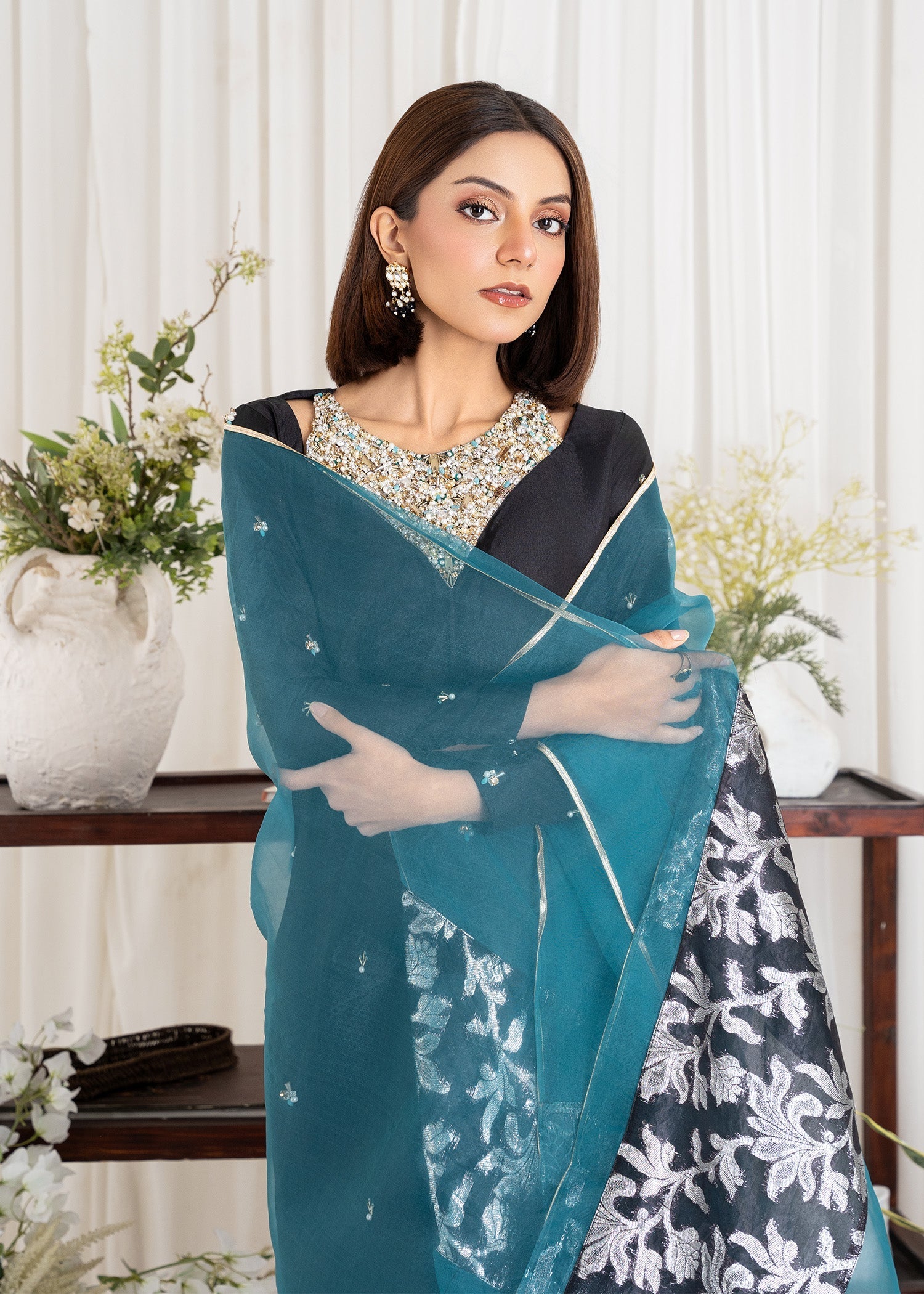 Allure by IH - RITA - Black - Raw Silk & Organza - 3 Piece