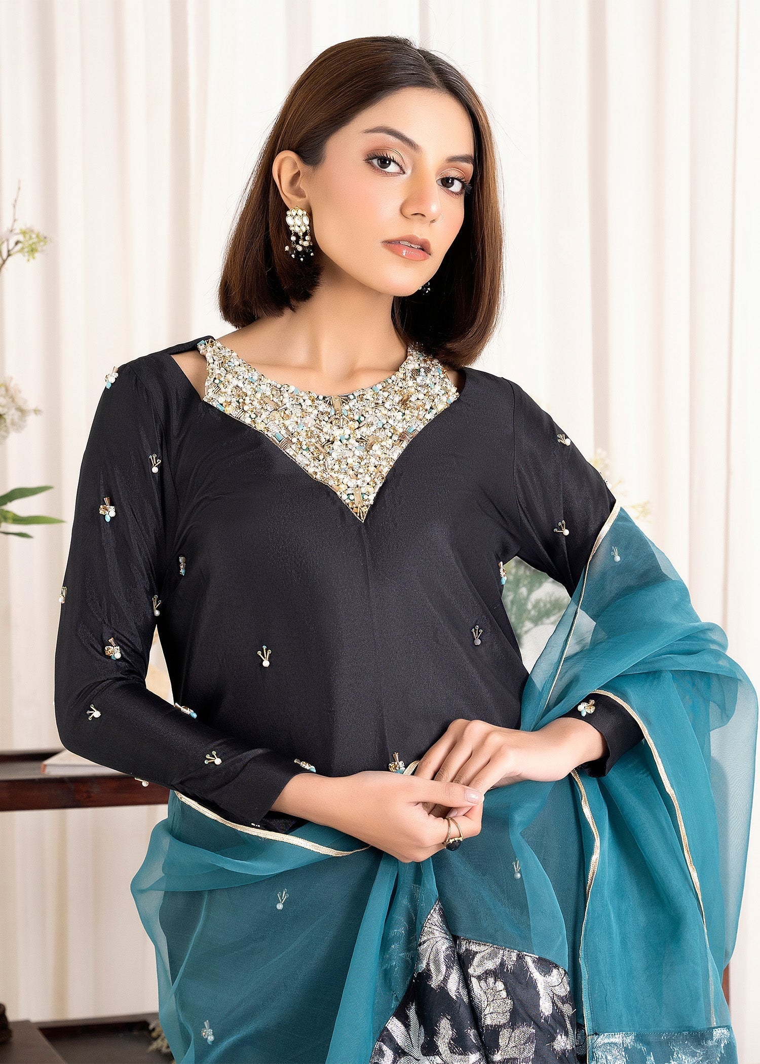 Allure by IH - RITA - Black - Raw Silk & Organza - 3 Piece