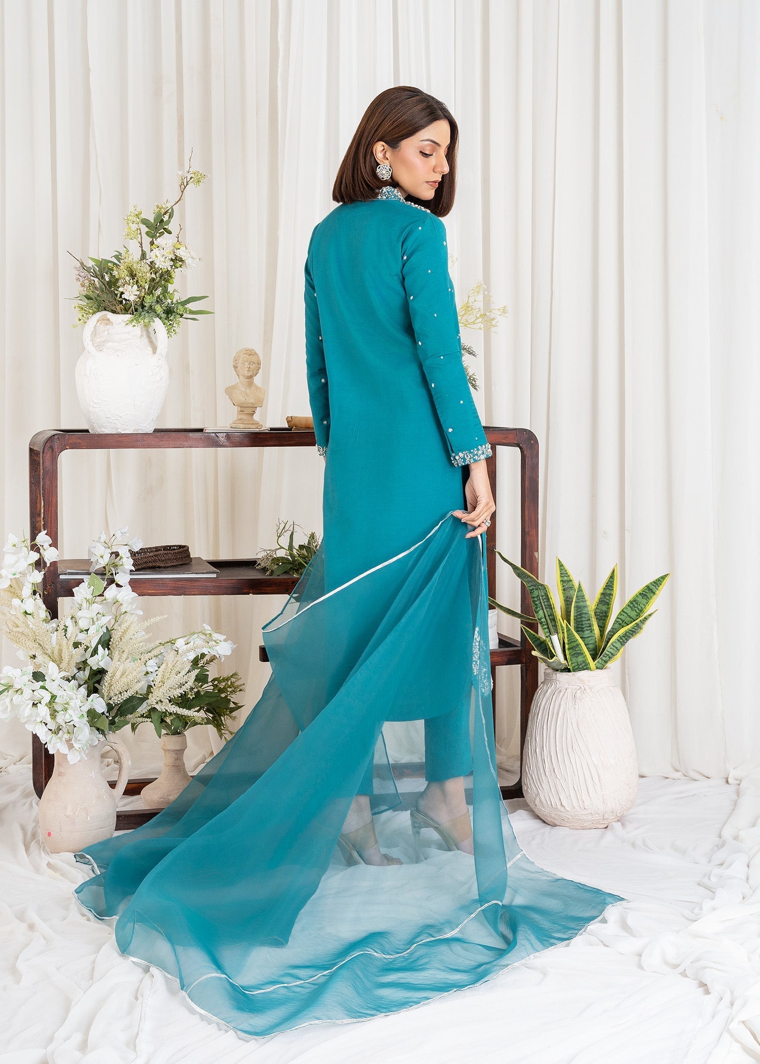 Allure by IH - RAHA - Teal - Raw Silk - 3 Piece