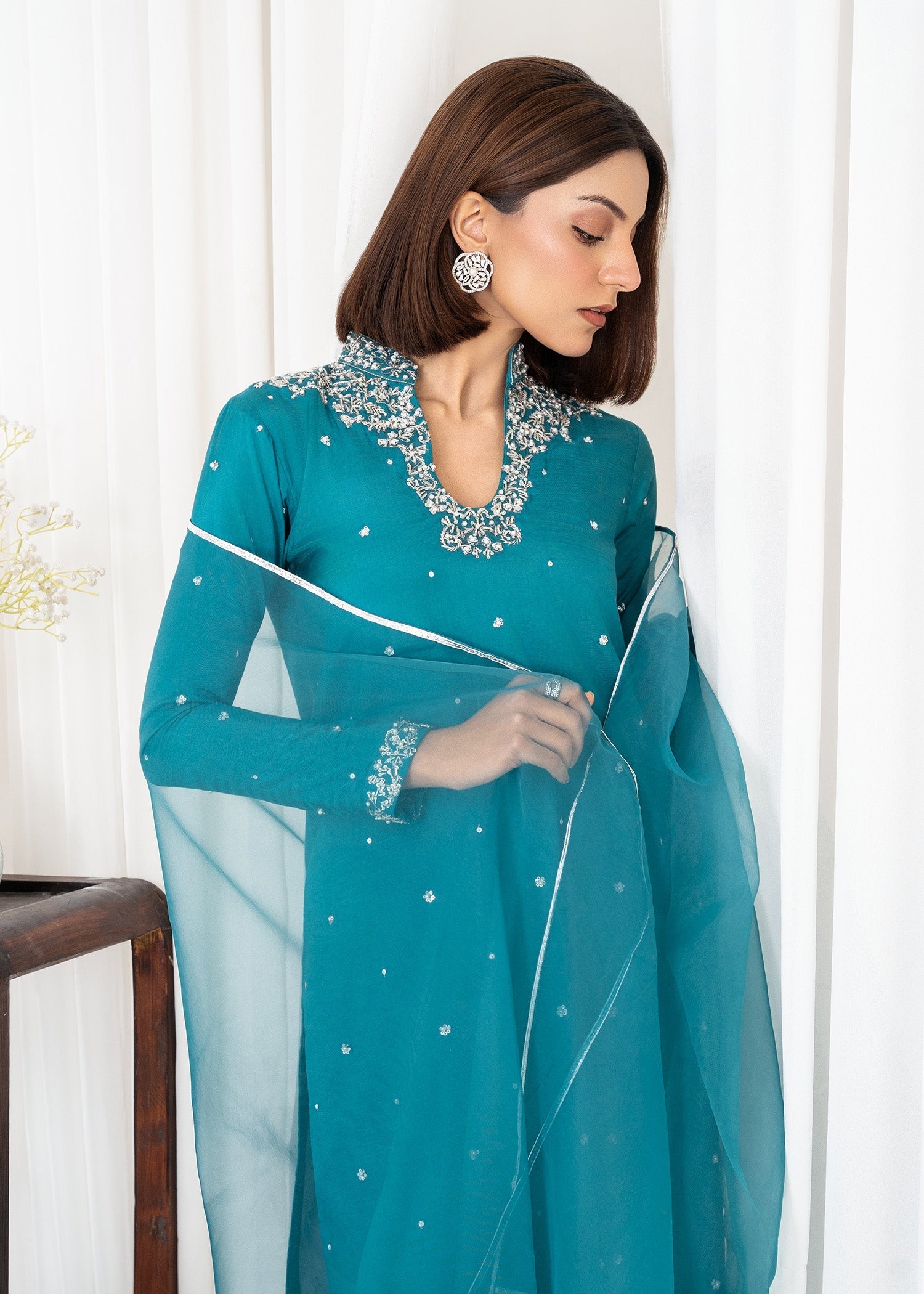 Allure by IH - RAHA - Teal - Raw Silk - 3 Piece