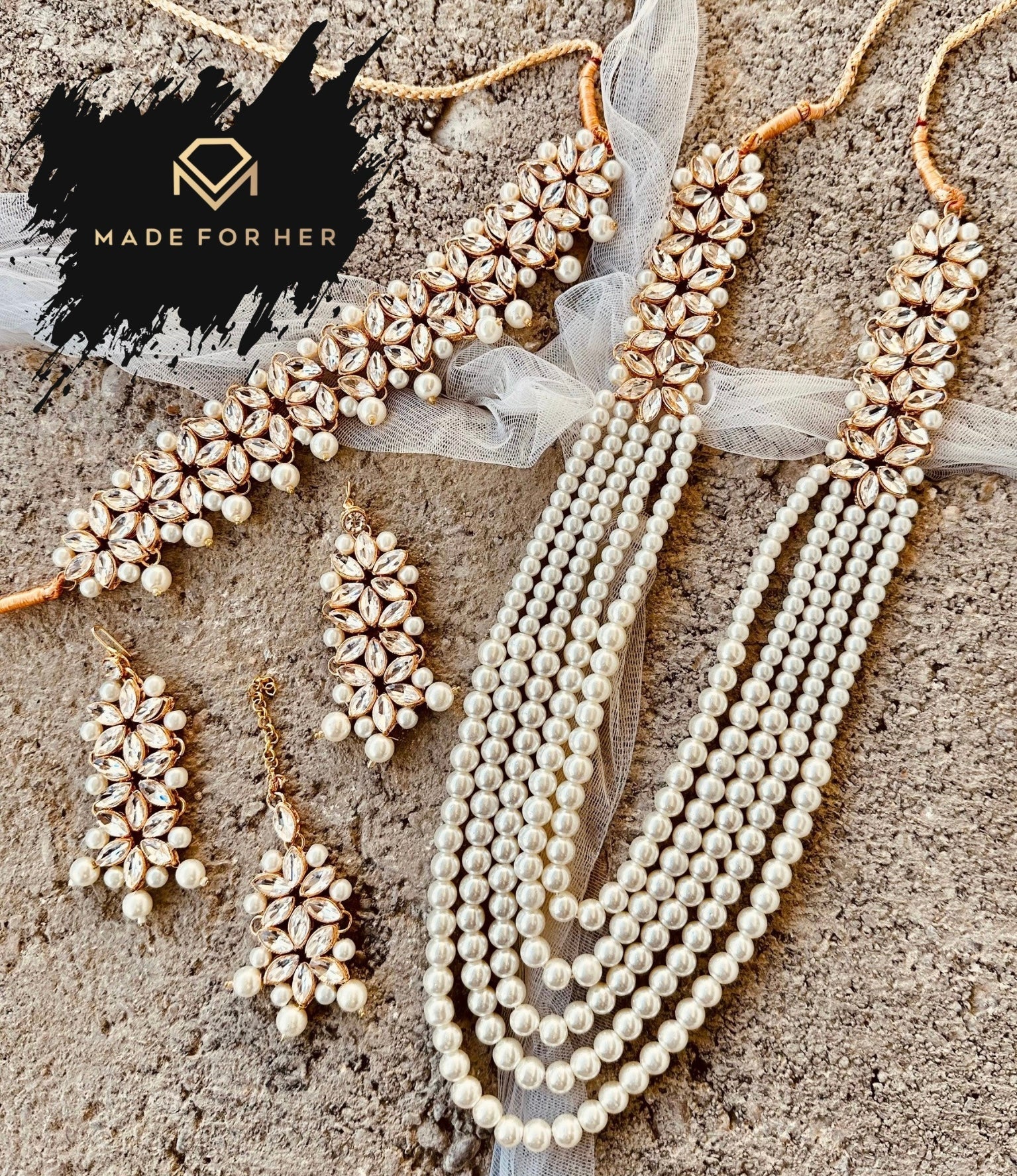 Made for Her - Ethereal Pearl Cascade Set - WM1001
