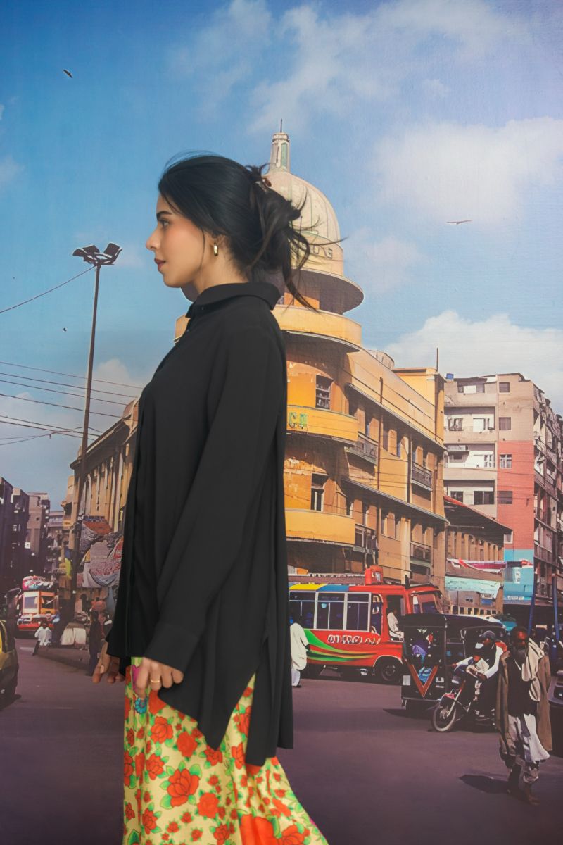 Gulabo - FLOW SHIRT - Black - Blended silk - 1 Piece