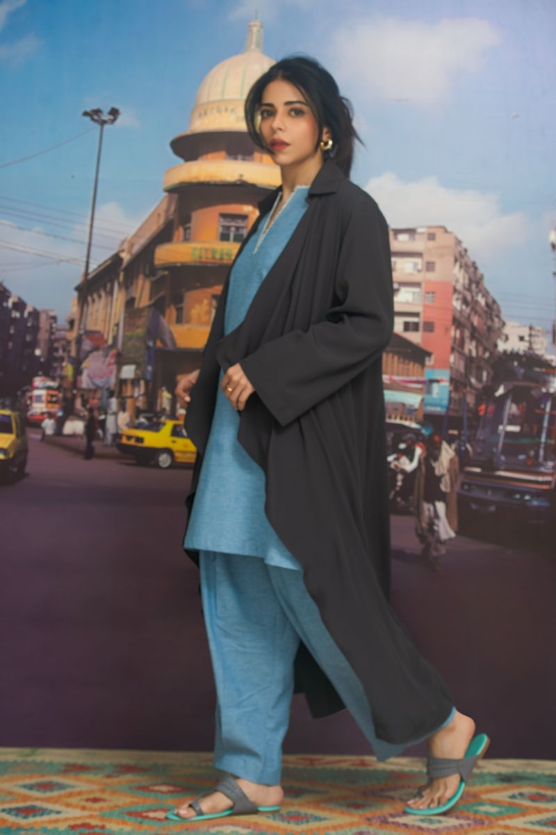 Gulabo - SLATE DUSTER COAT - Slate - Blended Crepe - 1 Piece