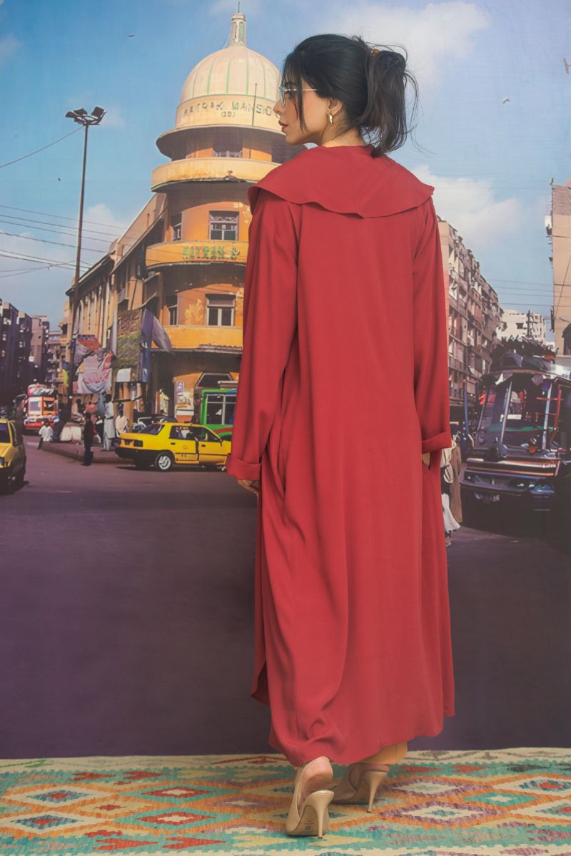 Gulabo - BURGUNDY DUSTER COAT - Burgundy - Blended Crepe - 1 Piece