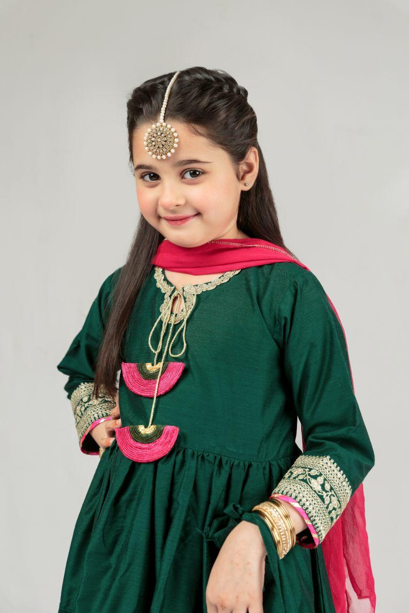 Cheeco Chic - GPPEID24 - Cotton Silk - Bottle Green & Hot Pink - 3 Pie Studio By TCS - PK Cheeco Chic - GPPEID24 - Cotton Silk - Bottle Green & Hot Pink - 3 Pie Studio By TCS - PK