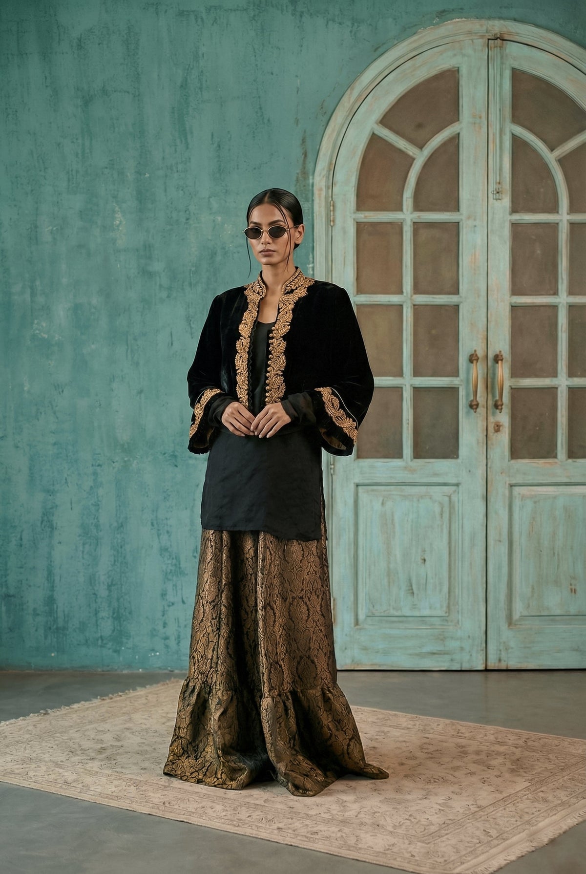 Maheen Khan - Essential Blended Chiffon Tunic Top For Women - Black - 1 Piece