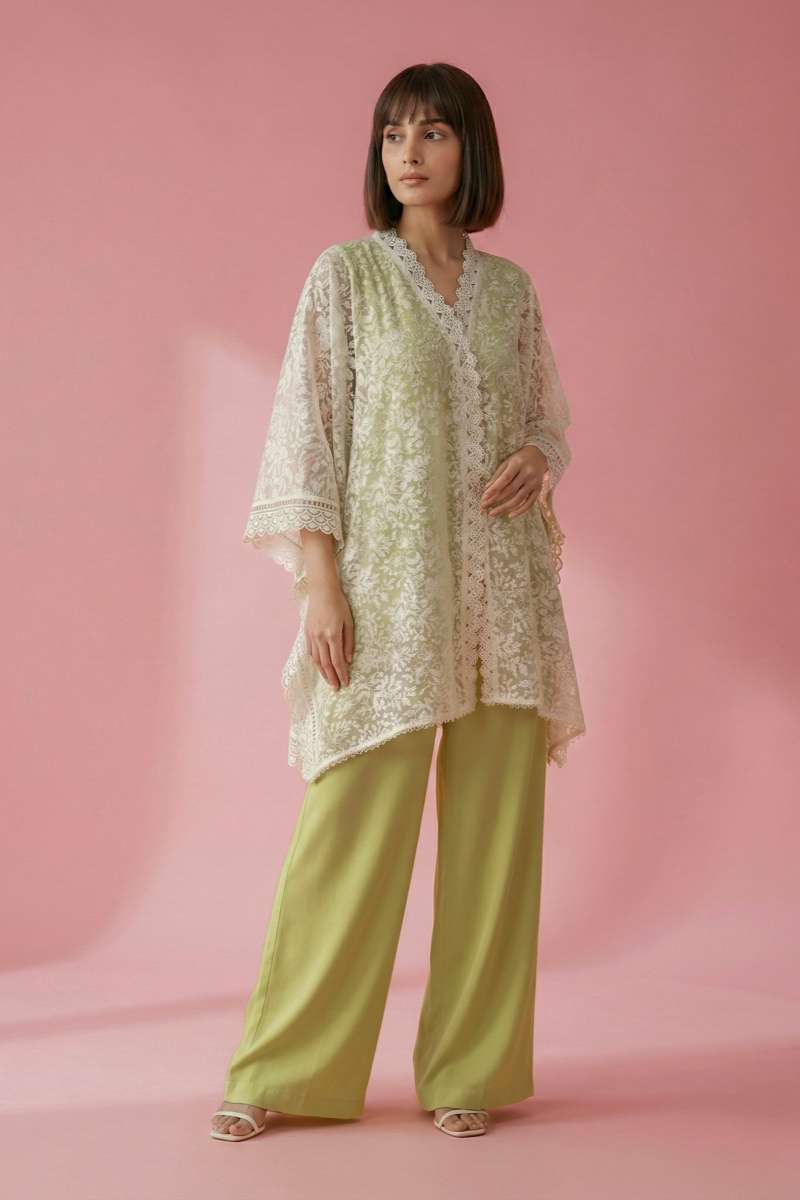 Gulabo - Embroidered Net Luna Jacket For Women - Ecru - 1 Piece