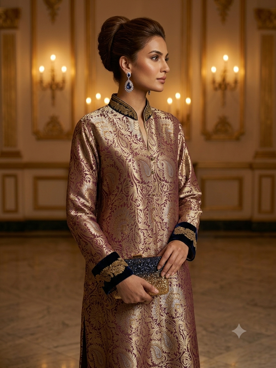 Maheen Khan - Noor-E-Darbar Jacket Maroon 1 Piece