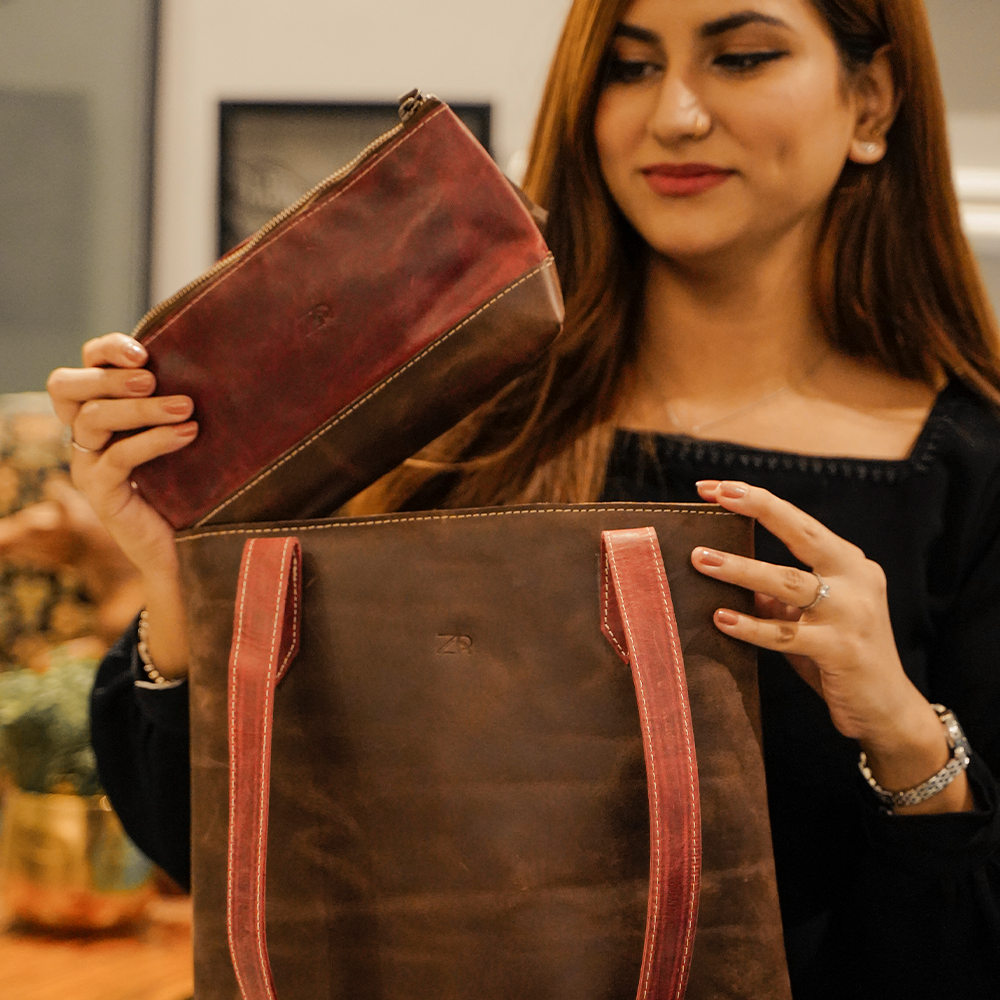 Zahraas Vintage Voyager -Ladies Tote Bag Brown