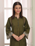 Oaks Embroidered Cotton Silk Co-ord set Green 2 Piece