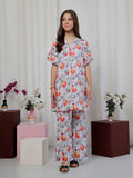 Oaks Printed Lawn Co-ord set White 2 Piece