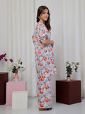 Oaks Printed Lawn Co-ord set White 2 Piece