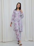 Oaks Printed Lawn Co-ord set White 2 Piece