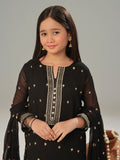 Oaks - Chiffon Embroidered Pret Suit For Women - Black - 3 Piece
