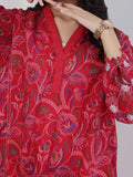 Oaks - Embroidered Lawn Suit For Girl - Red - 2 Piece