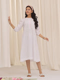 Oaks - Printed Pret Kurti Cotton White  - 1 Piece