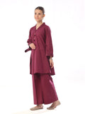 Oaks - Dyed Pret Shirt Trouser Khaddar Dark Purple  - 2 Piece