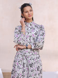Oaks - Printed Pret Kurti Cambric White & Black  - 1 Piece