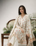 Ayla Studio - Gul-eNarma Jacquard Suit For Women - Pastel Cream - 3 Piece