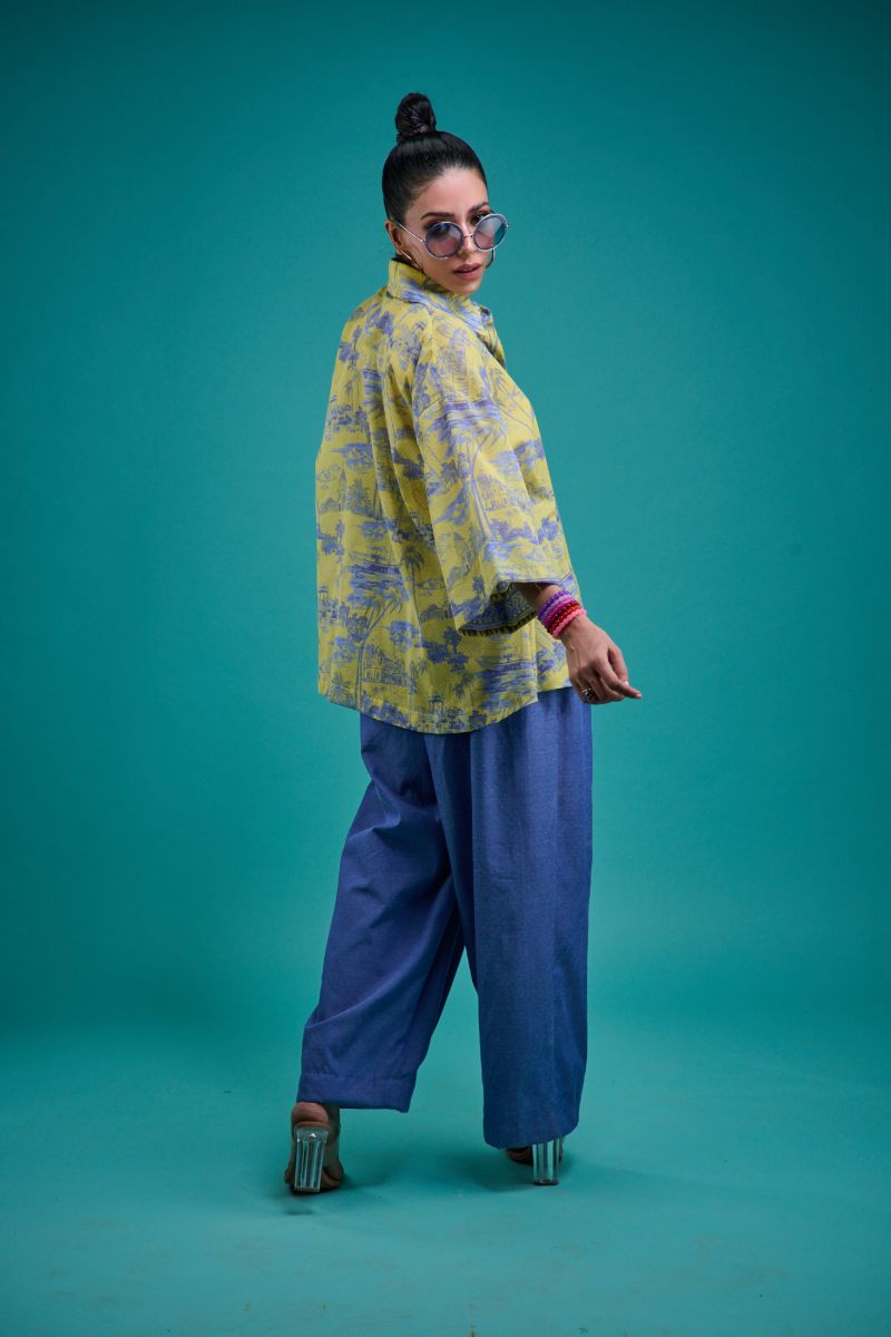 Gulabo - BLUE ZEST - Swiss Lawn & Cotton - Lime & Blue - 2 Piece