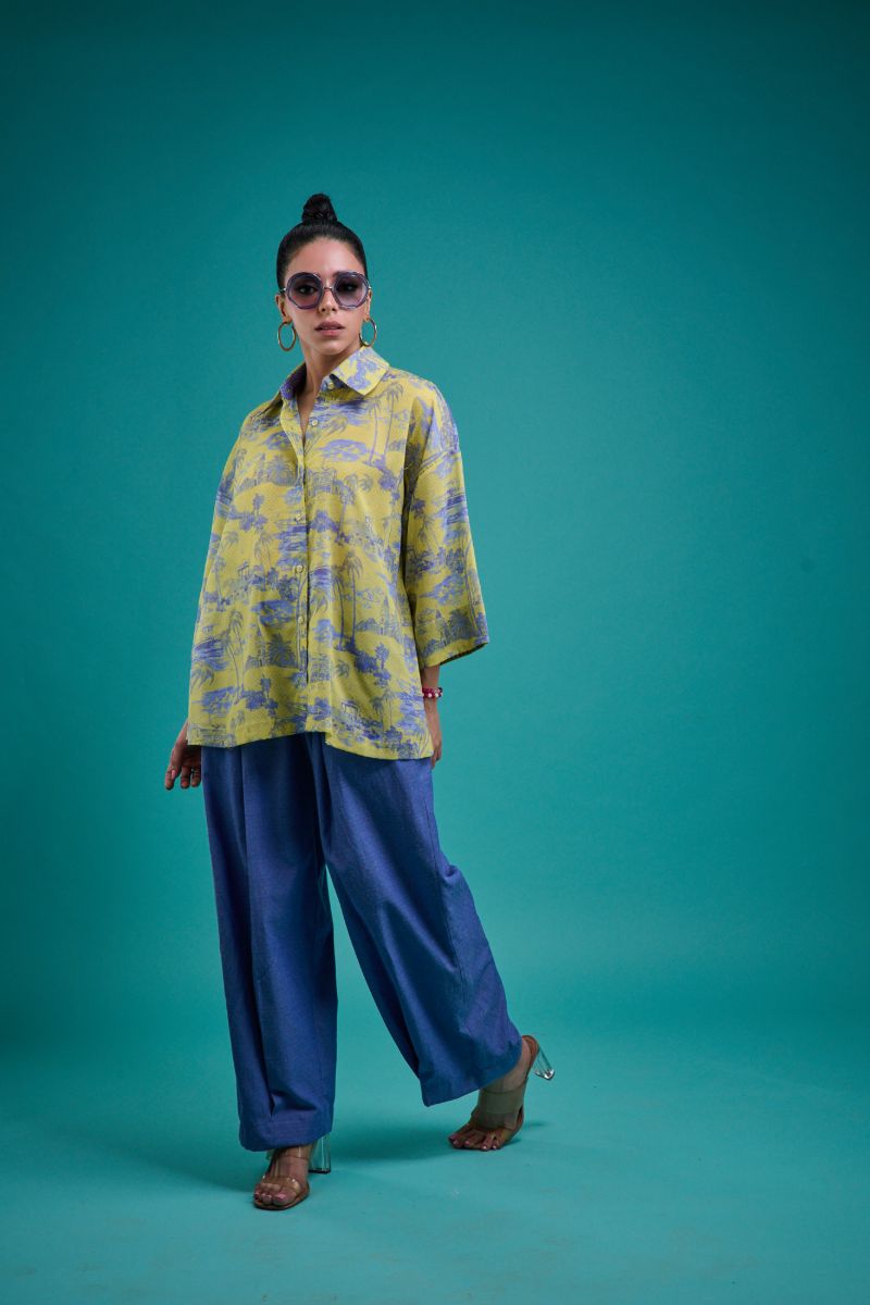 Gulabo - BLUE ZEST - Swiss Lawn & Cotton - Lime & Blue - 2 Piece