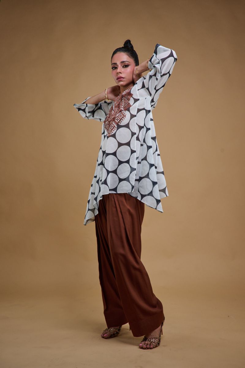Gulabo - DOT & DUNE - Swiss Lawn & Bosky - Black & White - 2 Piece