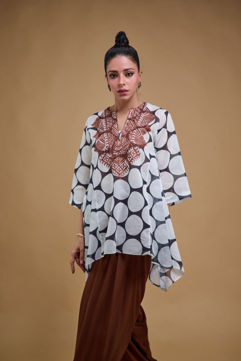 Gulabo - DOT & DUNE - Swiss Lawn & Bosky - Black & White - 2 Piece