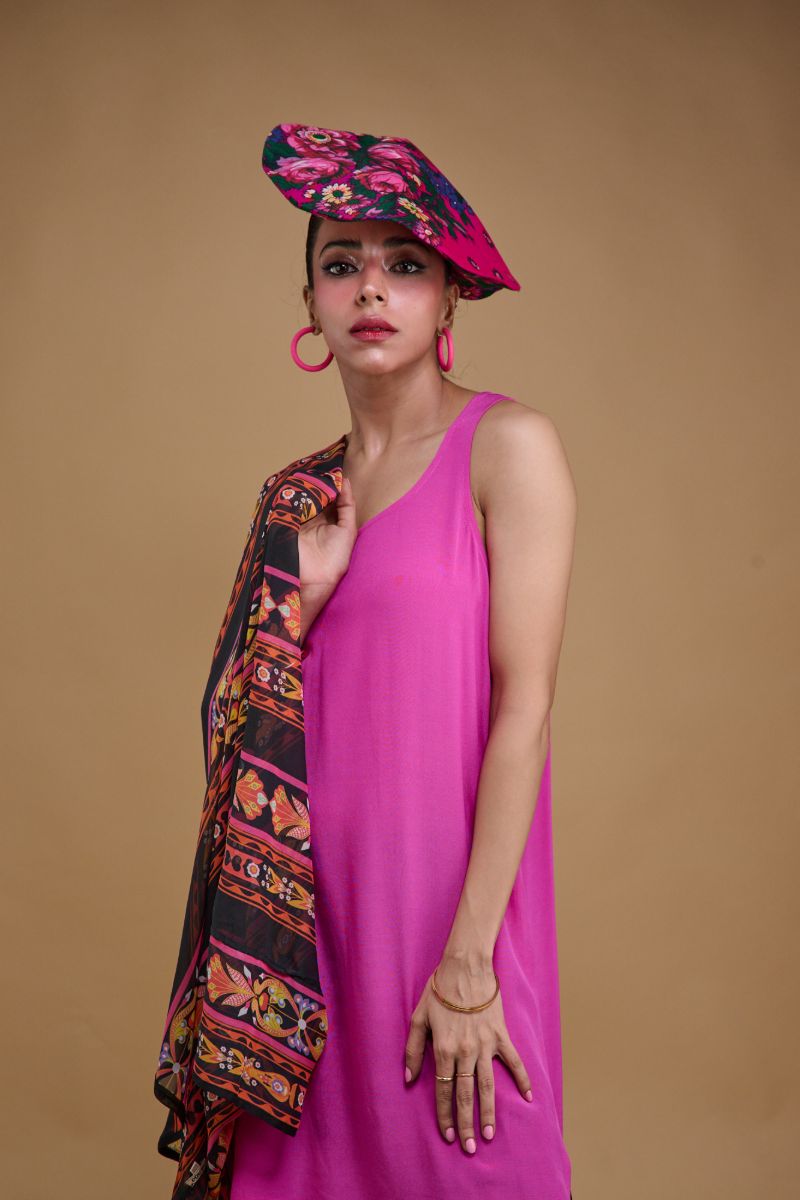 Gulabo - TANGERINE JACKET - Blended Chiffon - Black & Orange with Multi - 1 Piece