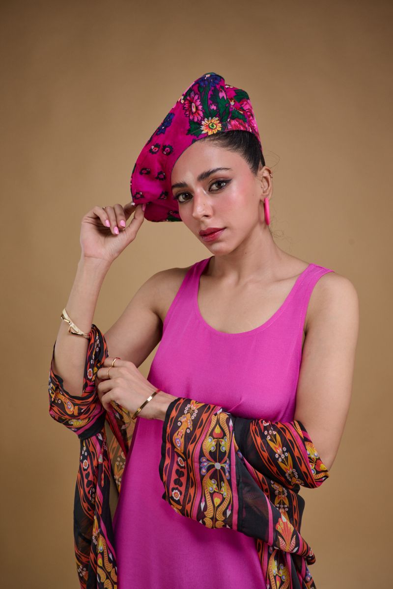 Gulabo - TANGERINE JACKET - Blended Chiffon - Black & Orange with Multi - 1 Piece