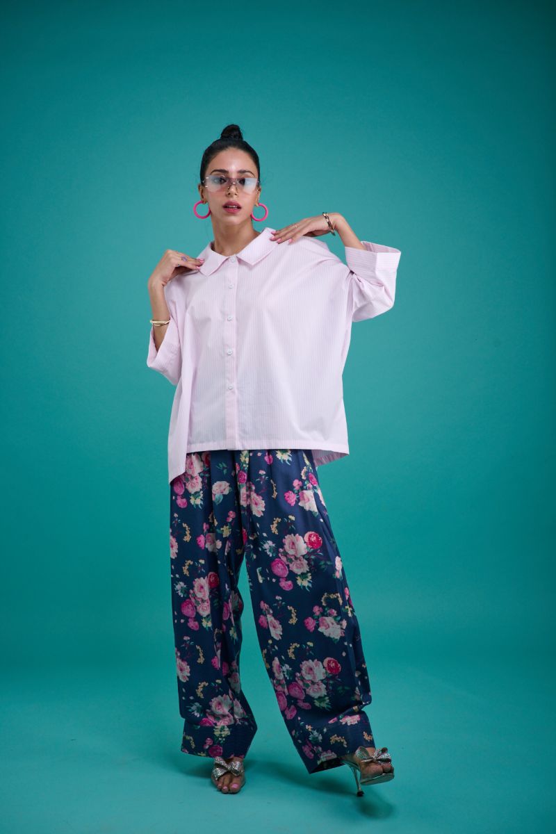 Gulabo - NAVY BLOOM - Cotton & Bosky - Pink Stripe with Navy - 2 Piece