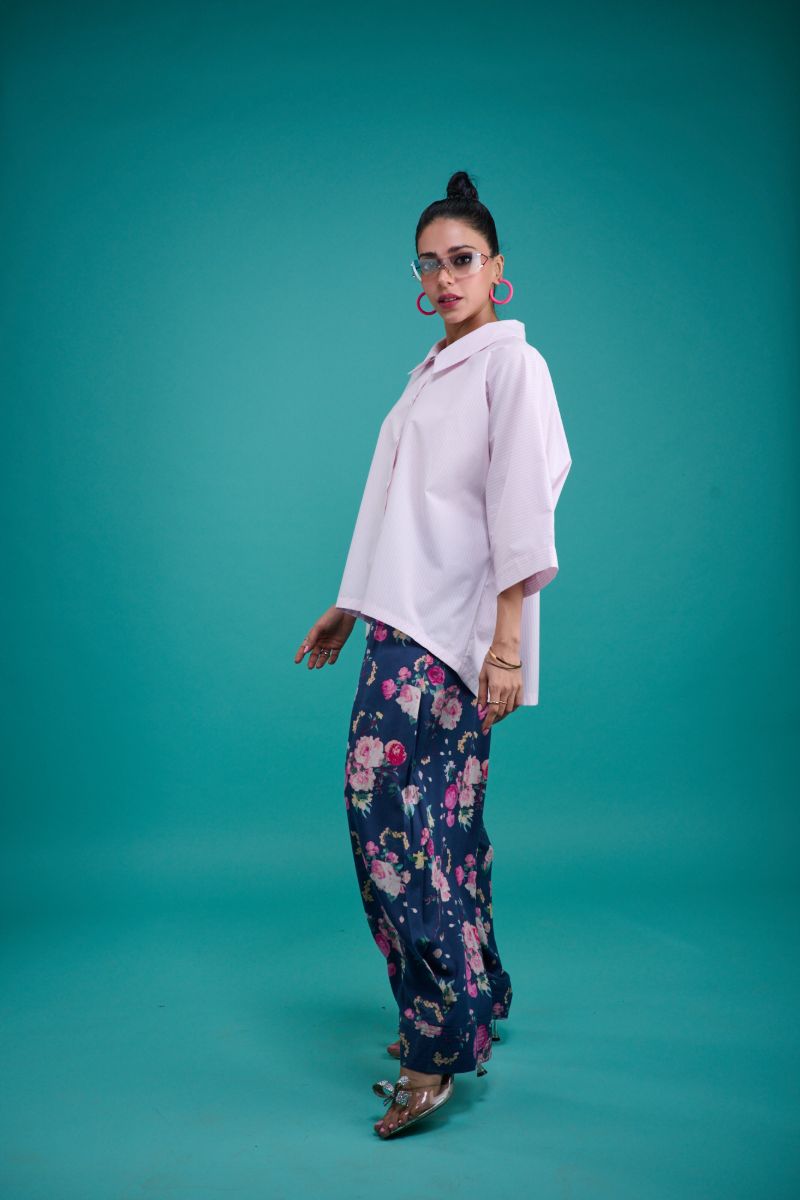 Gulabo - NAVY BLOOM - Cotton & Bosky - Pink Stripe with Navy - 2 Piece