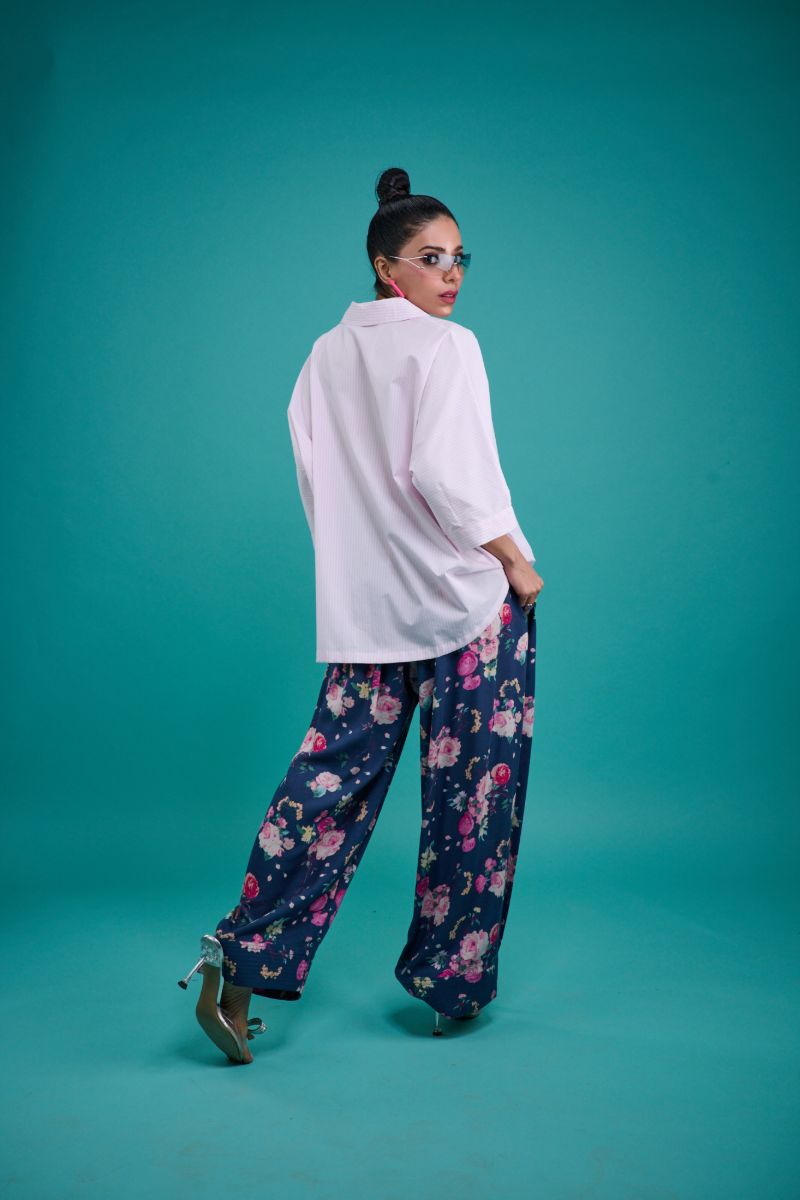 Gulabo - NAVY BLOOM - Cotton & Bosky - Pink Stripe with Navy - 2 Piece