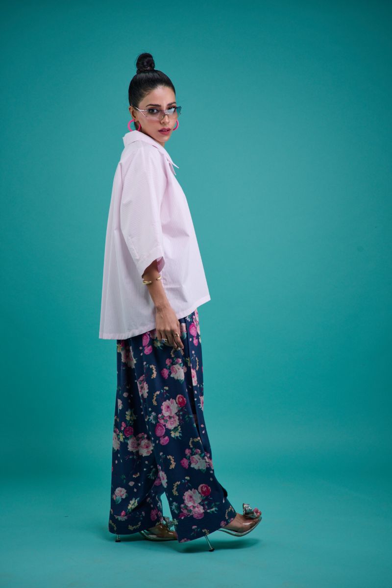 Gulabo - NAVY BLOOM - Cotton & Bosky - Pink Stripe with Navy - 2 Piece