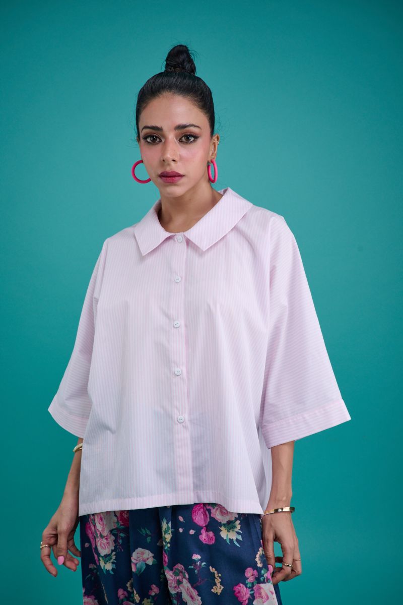 Gulabo - NAVY BLOOM - Cotton & Bosky - Pink Stripe with Navy - 2 Piece