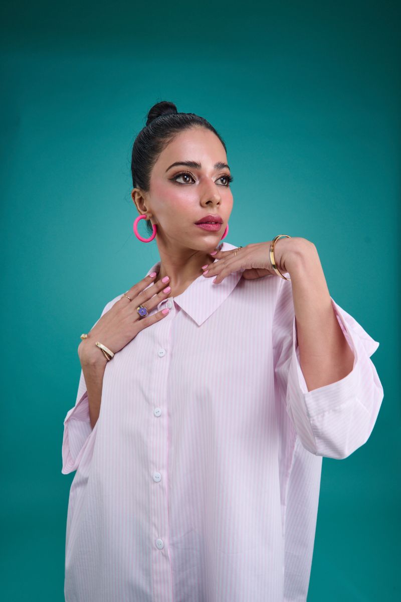 Gulabo - NAVY BLOOM - Cotton & Bosky - Pink Stripe with Navy - 2 Piece