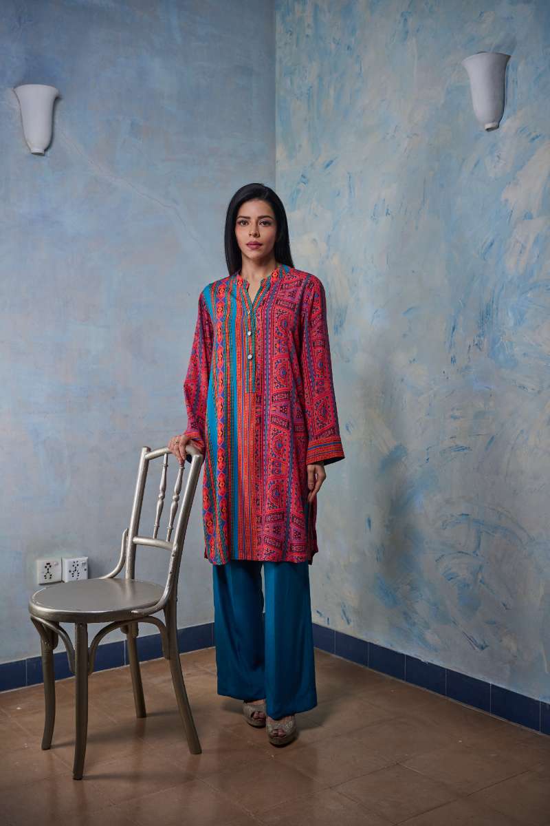 Gulabo - Prism - Blended Heavy Crepe - Red/Blue - 2 Piece